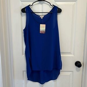 Lily White Blue tank blouse Size L